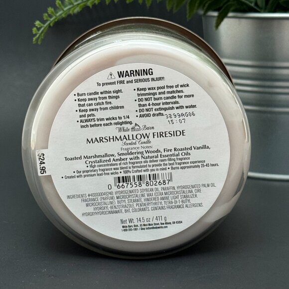 BBW Marshmallow Fireside White Barn Bath & Body Works 3 Wick Candle - Picture 9 of 10